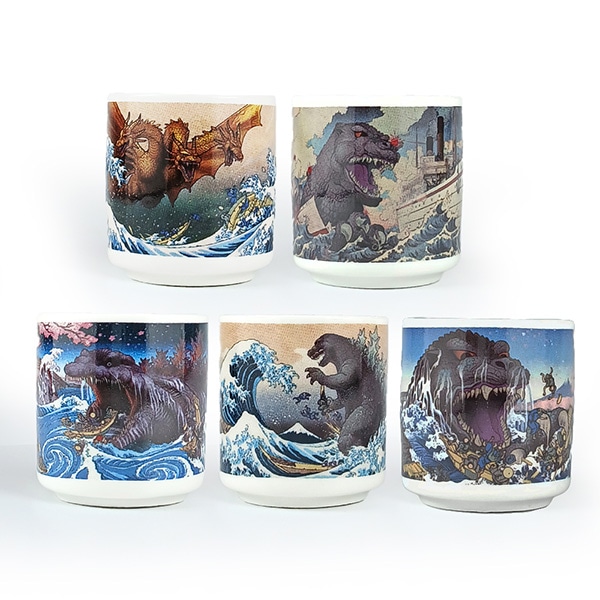 ぐい呑み ゴジラ浮世絵5個セット