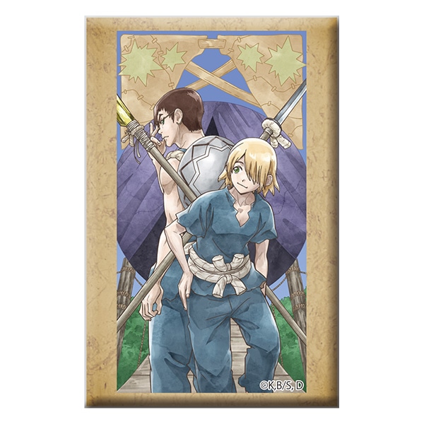 Dr.STONE スタンド付きスクエア缶バッジ 金狼＆銀狼